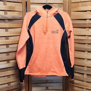 Renegade Club Black Hills Orange 1/2 Zip Hoodie Women L Polyester Spandex